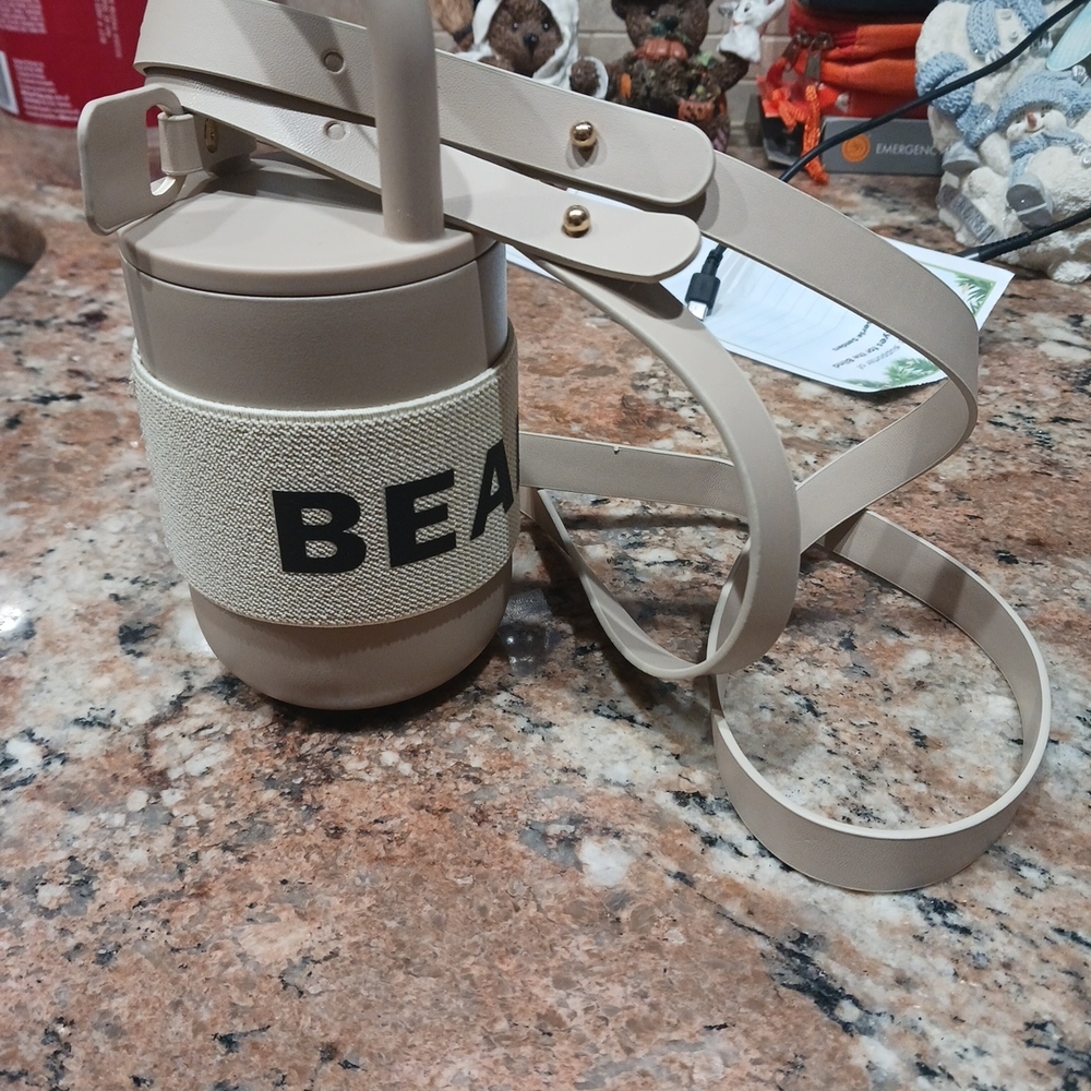 Bear Bens Insulated Stainless Steel Water Bottle w/Strap, Leak Proof Lid.